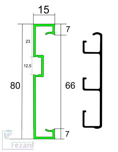 Алюминиевый плинтус Fezard Кабельный ALP-G80-LF Алюминий 80*15*2500 мм в Нефтекамске