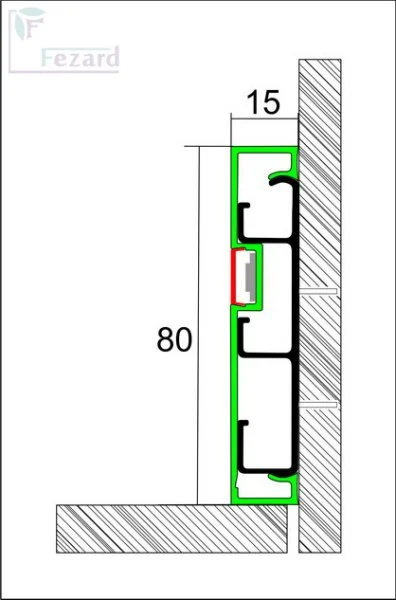 Алюминиевый плинтус Fezard Кабельный ALP-G80-LF Алюминий 80*15*2500 мм в Нефтекамске