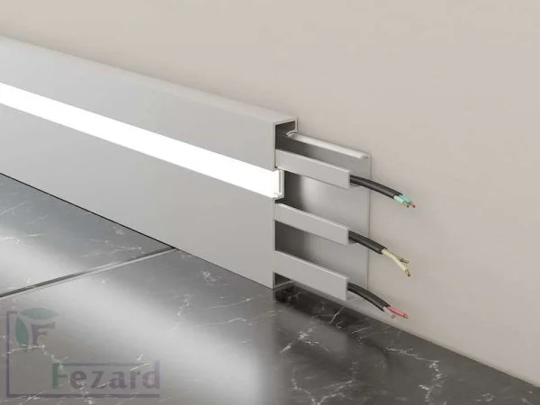 Алюминиевый плинтус Fezard Кабельный ALP-G80-LF Алюминий 80*15*2500 мм в Нефтекамске